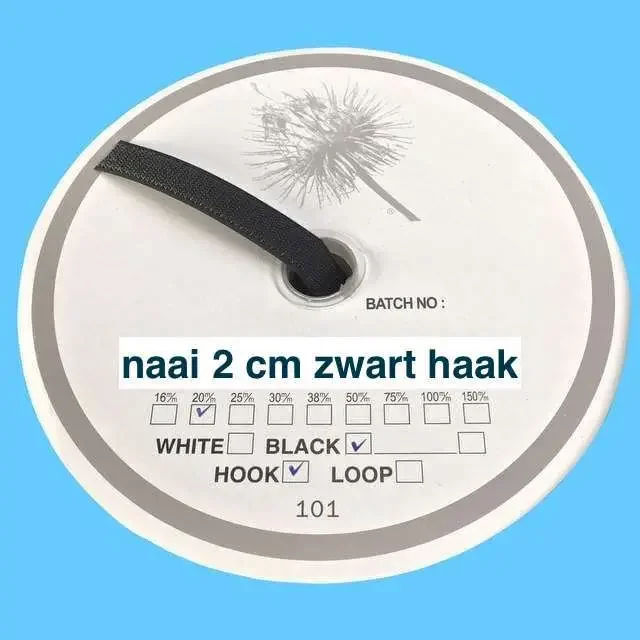 Zwart 2 cm haak klittenband