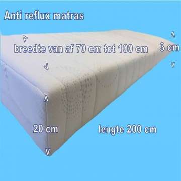 Anti Reflux matras volwassenen  van 20 cm aflopend naar 3 cm van af 70x200x20 cm /3 cm