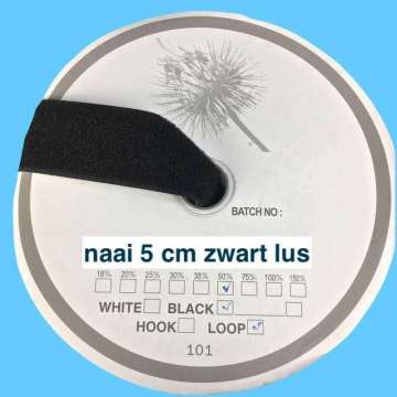 Klittenband 5 cm breed zwart lus