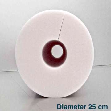 Polyether rol railing rug steun met 3 cm midden gat diameter 25 cm