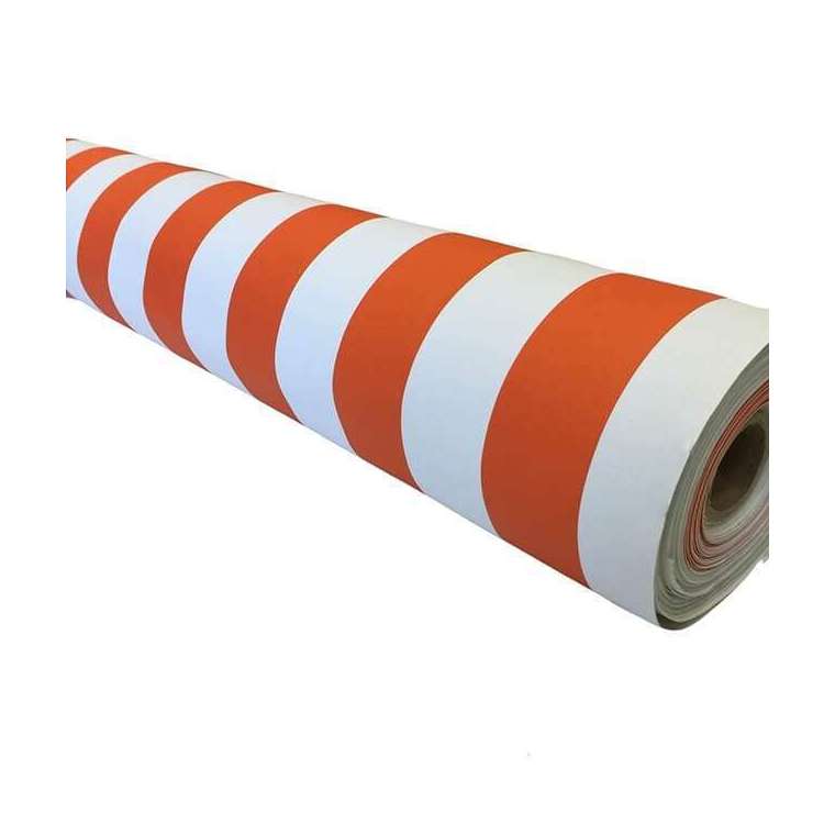 Kunstleer marine oranje stripe 140 cm breed